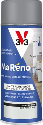 Peinture de rénovation multi- V33supports MaRéno gris porcelaine finition satinée 400 mL - V33