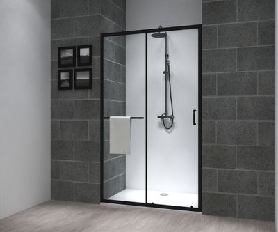 Porte de douche coulissante 120x195 cm profilé noir verre transparent 6 mm Serenity - OCEA