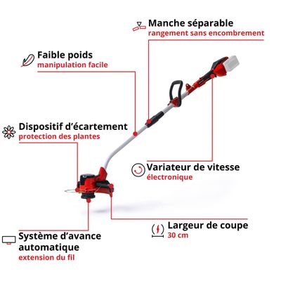 Coupe-bordure à batterie 18 V diamètre 30 cm GE-CT 36/30LiE-solo EINHELL