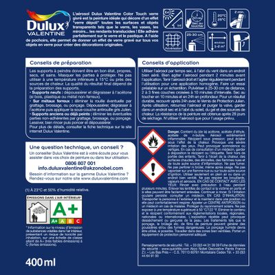 Bombe de peinture Color Touch verre givré translucide 400 mL - DULUX VALENTINE
