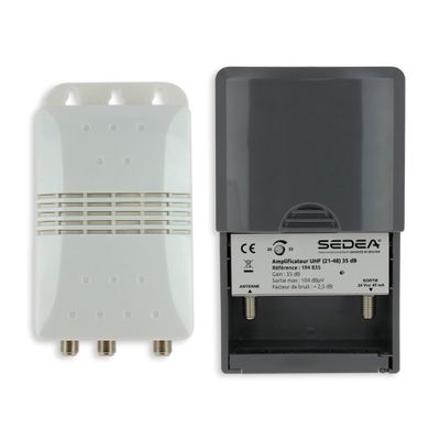 Amplificateur antenne TV 35dB + alimentation 2 sorties et filtre 5G - SEDEA