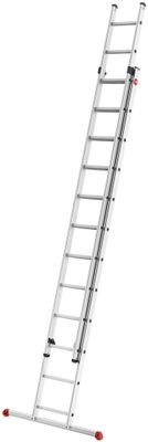 Echelle coulissante à main 2 plans 2 x 12 échelons 3,44 / 5,75 m ProfiStep Duo avec base rapportée aluminium - HAILO