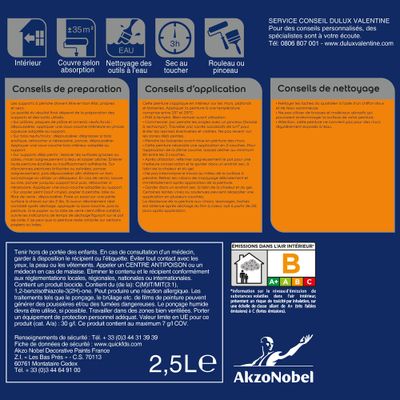 Peinture COLOR RESIST mur et boiserie Dentelle mat 2,5 L - DULUX VALENTINE