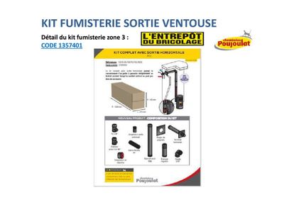 Kit complet avec 1 sortie ventouse horizontale PGI noire POUJOULAT