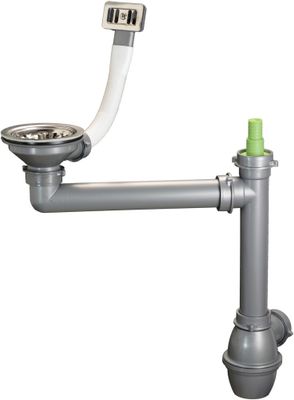 Vidage manuel avec trop plein Ø90 mm et siphon pour évier 1 bac - NORD INOX