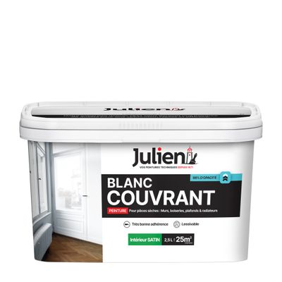 Peinture acrylique Couvrant blanc satin 2,5 L - JULIEN