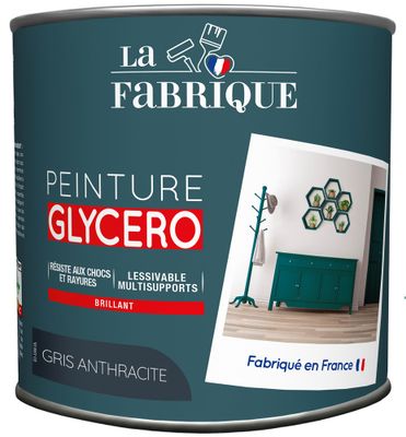 Peinture glycero Gris Anthracite brillant 0,5 L - LA FABRIQUE