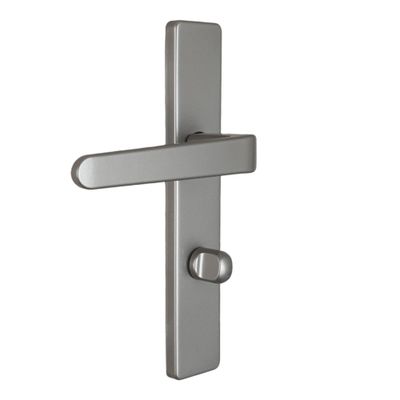 Poignées de porte sur plaques à condamnation double entraxe Celio gris ALPERTEC