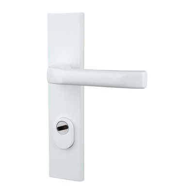 Poignées de porte sur plaques à cylindre sécurité Odin blanc ALPERTEC