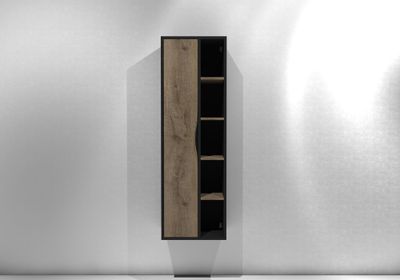 Colonne de salle de bains Frenchart L45 x H140 x P30 cm panneau de particules noir et pitaya - CONCILIO