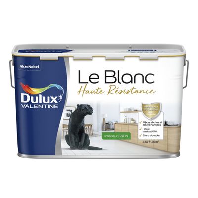 Peinture acrylique Haute Resistance Blanc satin 2,5 L - DULUX VALENTINE