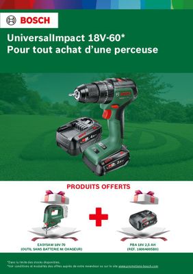 Perceuse à percussion + scie sauteuse sans fil 18 V UniversalImpact + EasySaw (1 batterie 2,5 Ah offerte) - BOSCH