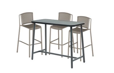 Table mange debout MIAMI bois et fauteuils 135x64x105 cm 4 places - JARDILINE