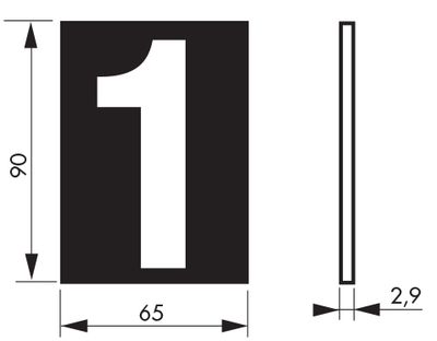 Plaque chiffre 1 adhésive 65 x 90 mm fond bleu THIRARD