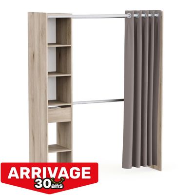 Kit de dressing effet chêne 183 X 144,2 x 50 cm + 1 tiroir CBA MEUBLES