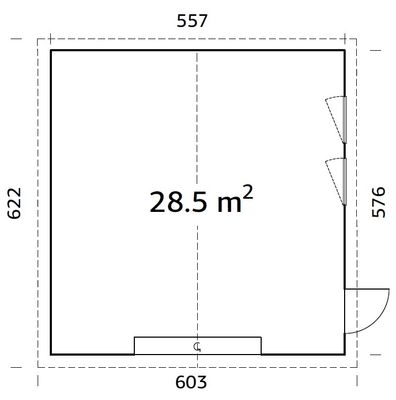 Garage en bois Palmako André à porte sectionnelle motorisable - Double vitrage - 39,8 m², Livraison à domicile incluse - PALMAKO