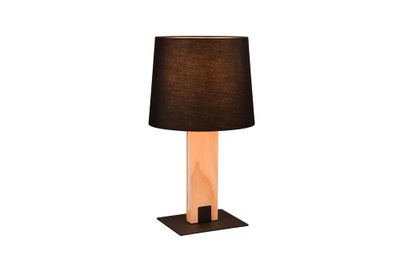 Lampe à poser E27 Rahul noir et bois  40W - TRIO
