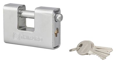 Cadenas à clé blindé haute sécurité largeur 80 mm THIRARD
