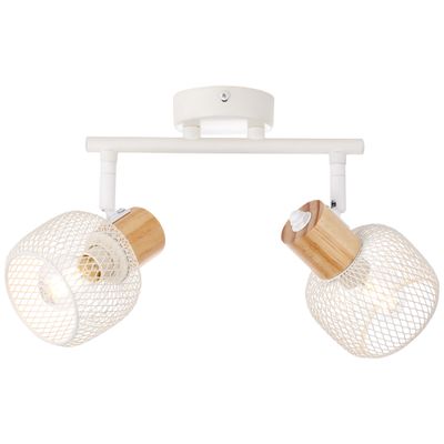 Réglette GIADA E14 2x28W blanc et bois- BRILLIANT