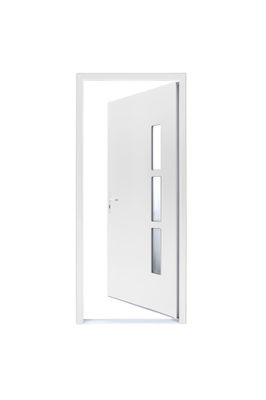Porte d'entrée monobloc aluminium blanc 2 faces poussant droit H.215 x l.90 cm CLOSY
