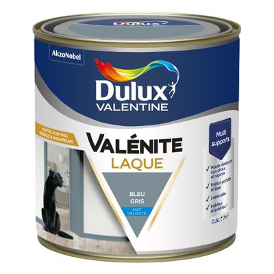 Peinture Boiseries Laque Acrylique Valénite Mat Bleu Gris 0,5 L  - DULUX VALENTINE