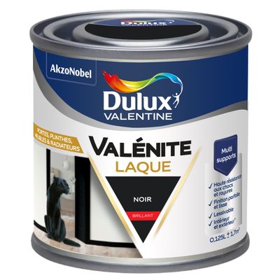 Peinture Boiseries Laque Acrylique Valénite Noir Brillant 125 mL- DULUX VALENTINE