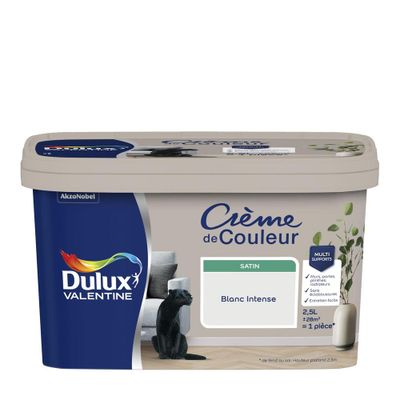 Peinture crème de couleur satin blanc  2,5 L - DULUX VALENTINE