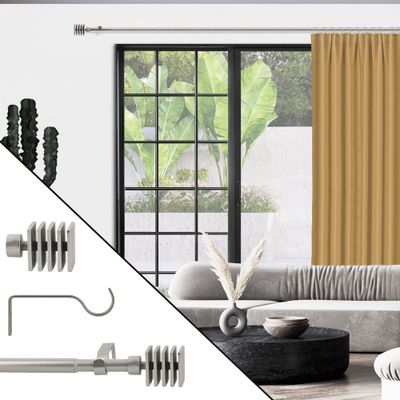 Kit tringle à rideaux  extensible en métal de 1.20 à 2.10 m diam 16 à 19 mm Finition Nickel - MOBOIS