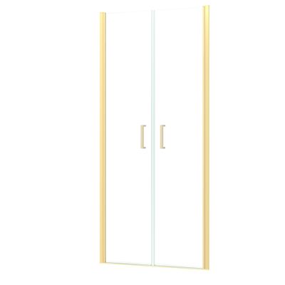 Porte de douche battante 90x200 cm profilé or verre transparent 6 mm Saloon - AURLANE