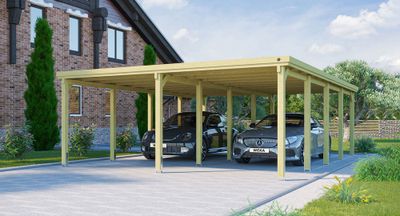 Carport double -  618 - 315 x 120 cm - toit en acier Livraison gratuite domicile WEKA