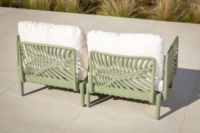 Salon de jardin PALMERA polypropylène vert sauge 4 places - JARDILINE