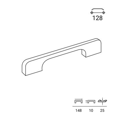 Poignée de meuble aluminium noir mat entraxe 128 mm REI