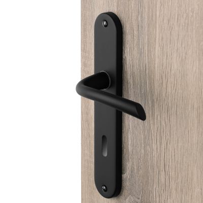 Poignées de porte sur plaques à clé Pop noir mat ALPERTEC