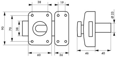 Verrou de porte d'entrée Apache à bouton et cylindre 40 mm 3 clés doré THIRARD