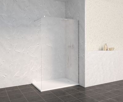 Paroi de douche à l'italienne 120x200 cm profilé chrome verre transparent 8 mm Signature - OCEA