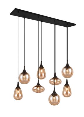 Suspension E14 Lumina noir et verre ambre 8x40W - TRIO