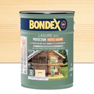 Lasure 2 en 1 protection 12 ans incolore satin 5 L - BONDEX