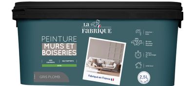 Peinture mur et boiserie Gris Plomb satin 2,5 L - LA FABRIQUE