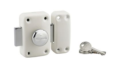 Verrou de porte d'entrée Apache à bouton et cylindre 45 mm blanc 3 clés THIRARD