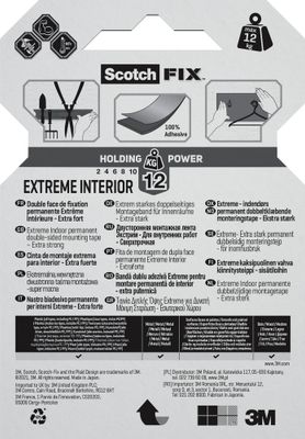 Ruban adhésif double face intérieur Scotch-FIX Extrême 1,8 m x 19 mm 12 kg - SCOTCH