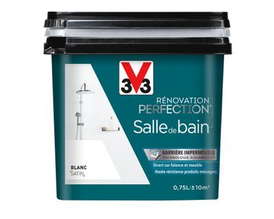 Peinture de rénovation pour salle de bain blanc finition satinée 0,75 L - V33