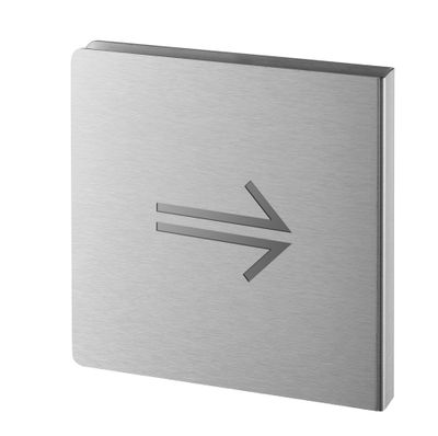 Plaque signalétique Fléche droite 120 x 120 mm inox brossé THIRARD