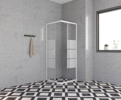 Accès d'angle coulissant 70x70x185 cm profilé blanc verre sérigraphié 4 mm Primera - OCEA