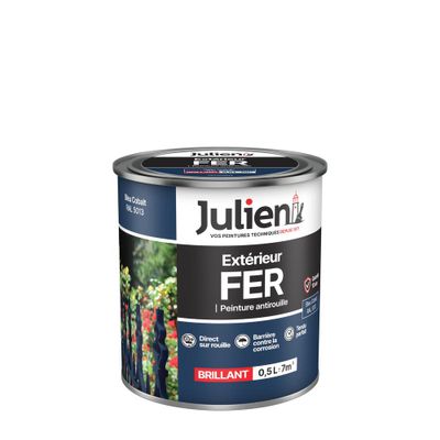 Peinture extérieur fer antirouille brillant Bleu Cobalt 0,5L JULIEN