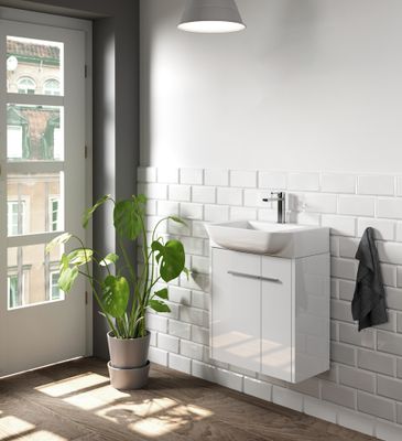 Meuble de salle de bains 2 portes L54 x H56 x P27 cm mélaminé blanc Veneda