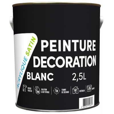 Peinture de décoration intérieur blanc satin 2,5 L - TDP