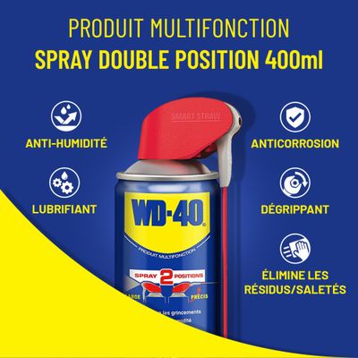 Dégrippant multi-fonctions en aérosol  double sparay 400ml WD-40