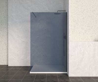 Paroi de douche à l'italienne 100x200 cm profilé noir verre fumé 8 mm Signature - OCEA
