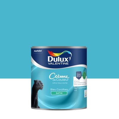 Peinture crème de couleur Bleu Caraïbes satin 0,5L - DULUX VALENTINE