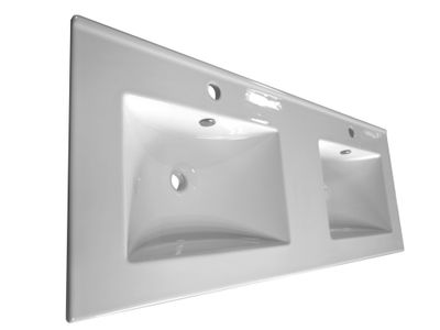 Vasque de salle de bains à encastrer L120 x H17 x P46 cm ceramique blanche - CONCILIO